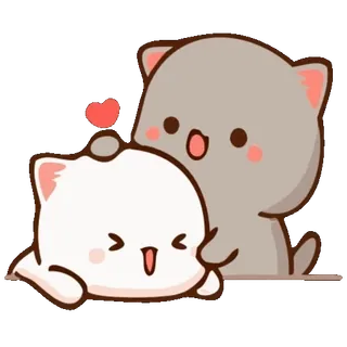 😽 gatto, carino, cuore, amore, coppia, cartone animato telegram sticker
