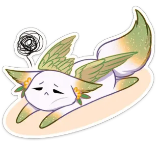 😒 rubah, sedih, sayap, imut, binatang, kawaii telegram sticker