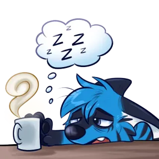 ☕ ZZZZ 兽人, 累, 困, 咖啡, 卡通, 动物, 可爱 telegram sticker