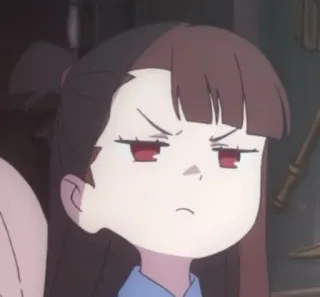 😠 Akko Kagari Little Witch Academia anime, dibujos animados, personaje, expresión, Akko Kagari, Little Witch Academia, enojado telegram sticker