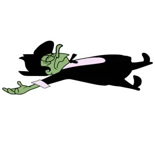 😵 cartoon, character, animated, green, hat, suit telegram sticker