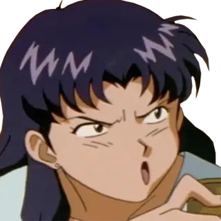 👺 Misato Katsuragi Neon Genesis Evangelion anime, character, expression, shocked, Misato, Evangelion telegram sticker