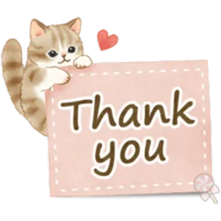 🐱 Thank you gato, gracias, lindo, sticker, corazón, agradecimiento whatsapp sticker