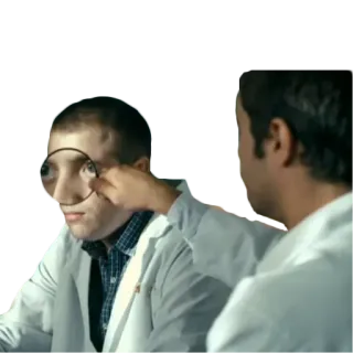 👁 magnifying glass, lab coat, examining, scientist, medical telegram sticker