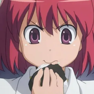 ❤️ anime, girl, eating, onigiri, japanese food telegram sticker