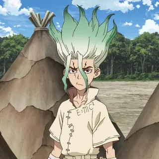 🔬 Senku Ishigami Dr. Stone E=MC² Аниме, Наука, Учёный, Манга, Мультфильм whatsapp sticker