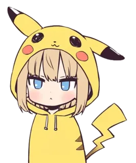 😐 anime, manga, pikachu, cartoon, kawaii, yellow, pokemon, cute, girl telegram sticker