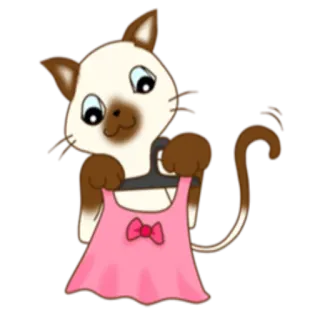 👗 gatto, vestito, rosa, animale, carino, cartone animato, moda whatsapp sticker