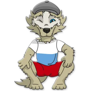 😈 Wolf, Cartoon, Tier, Russische Flagge, Patriotisch, Maskottchen telegram sticker