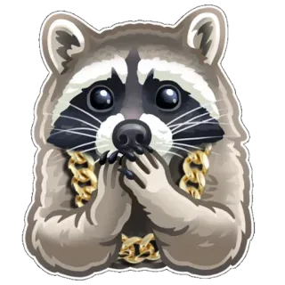 😶 Waschbär, Gangster, Goldkette, Tier, Säugetier, Aufkleber telegram sticker
