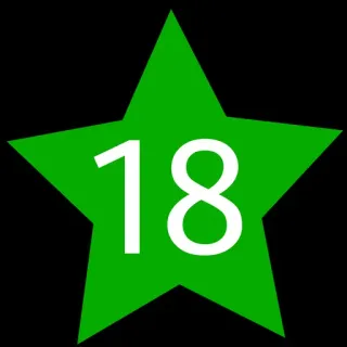 1⃣ 18 Batasan usia, 18+, Bintang hijau telegram sticker