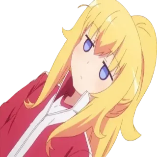 😐 Gabriel Tenma White Gabriel Dropout Anime, Desenho animado, Garota, Cabelo loiro, Agasalho vermelho, Irritada, Gabriel DropOut, Gabriel Tenma White telegram sticker