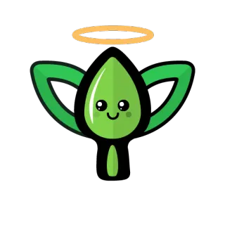 😇 anjo, verde, fofo, auréola, folha telegram sticker