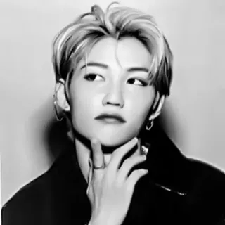 🌟 Felix kpop, певец, портрет, черно-белое, айдол, музыка telegram sticker