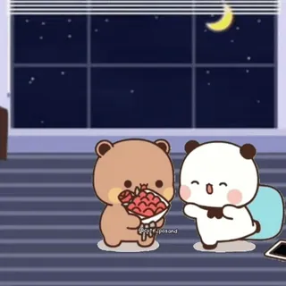 ❤ @cute-pasand beruang, lucu, kartun, persahabatan, bintang, bulan telegram sticker