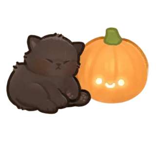 🥱 kucing, labu, halloween, musim gugur, musim gugur, imut, anak kucing whatsapp sticker