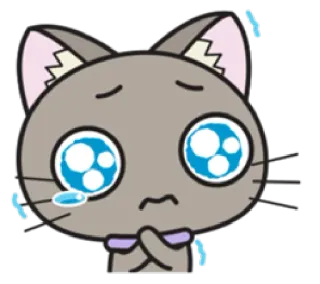 😓 gato, triste, chorando, desenho animado, fofo, anime, lágrimas, kawaii whatsapp sticker