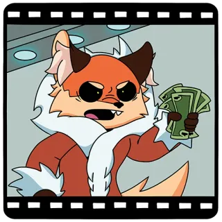💷 raposa, dinheiro, desenho animado, animal telegram sticker