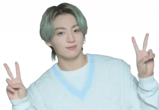 🤙 Jungkook K-pop, BTS, Jungkook, peace sign, singer, idol telegram sticker