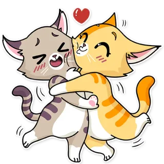 😚 chats, câlin, amour, mignon, dessin animé, animaux telegram sticker