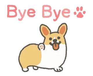 👋 Bye Bye hond, corgi, doei, dier, schattig, afscheid, zwaaien whatsapp sticker