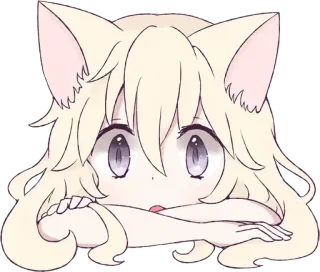 😶 cat girl, anime, manga, kawaii, cute, chibi telegram sticker