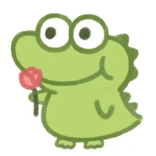 😘 frog, dinosaur, cute, green, kawaii, animal, cartoon telegram sticker