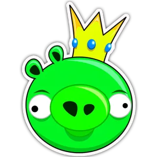 ⭐ pig, crown, green, sticker, animal whatsapp sticker