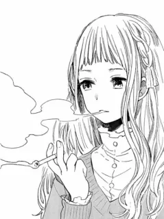 🚬 Fumo, Sigaretta, Ragazza, Manga, Anime telegram sticker