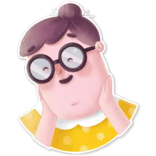 ☺️ Frau, Cartoon, Brille, süß, Figur telegram sticker