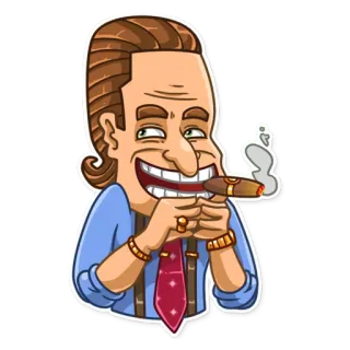 😁 homem, charuto, desenho animado, empresário, fumando, joias telegram sticker