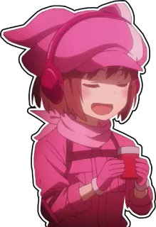 ☺️ anime, pink, character, girl, cute, headphones whatsapp sticker