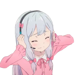 👩 动漫, 女孩, 耳机, 可爱, 表情 telegram sticker