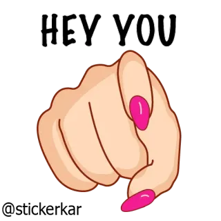 👉 HEY YOU Dito che indica, Ehi tu, Mano cartoon, Gesto, Saluto, Attenzione telegram sticker