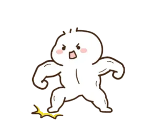 🤬 énervé, musclé, dessin animé, mignon, personnage, fort, mascotte telegram sticker