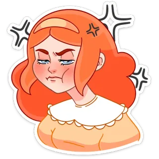 😡 화난, 만화, 소녀, 표정, 짜증, 미친, 좌절, 불쾌 telegram sticker