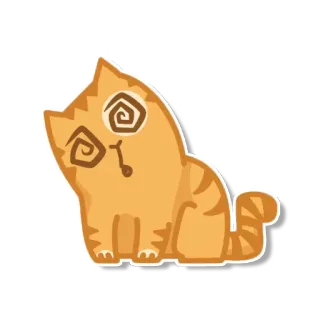 😵 gato, naranja, mareado, dibujos animados, animal telegram sticker