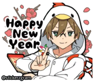 🎊 Happy New Year Año Nuevo, Celebración, Anime, Dibujos animados, Saludo telegram sticker