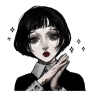 🤑 Anime, Gótico, Garota, Emo, Triste, Adesivo, Personagem telegram sticker