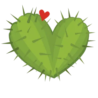 😍 kaktus, serce, miłość, roślina, kolczasty, zielony whatsapp sticker