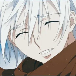 😁 Anime, Charakter, lächelnd, weißes Haar telegram sticker