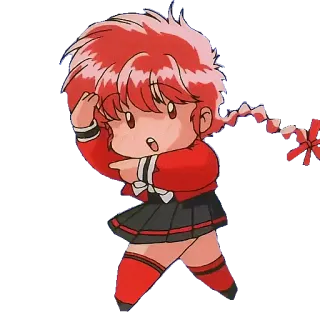 🤨 Anime, Desenho animado, Kawaii, Fofo, Cabelo ruivo, Chibi, Garota, Personagem telegram sticker