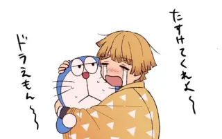 🧡 Zenitsu Agatsuma Demon Slayer たすけてくれよ
ドラえもん anime, chorando, Doraemon, Zenitsu, abraço, fofo, mangá telegram sticker