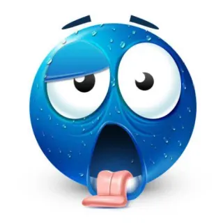 🥵 Emoji, Bleu, Fatigué, Épuisé, Dessin animé telegram sticker