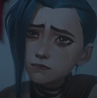 ✖ Jinx Arcane jinx, arcane, league of legends, triste, piangendo, personaggio, animato telegram sticker