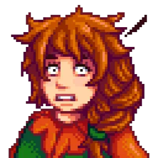 😳 Pixel art, impactada, retrato, mujer, videojuego, pelo rojo telegram sticker