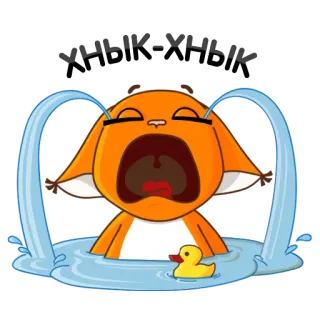 😭 만화, 울음, 눈물, 주황 고양이, 오리 telegram sticker