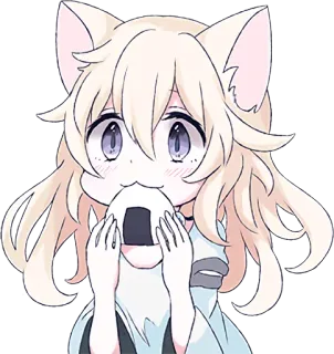 😗 Anime, Niedlich, Katzenmädchen, Onigiri, Kawaii, Manga telegram sticker