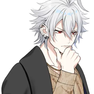 🤔 anime, male, character, white hair, red eyes, serious telegram sticker