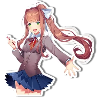 😀 Monika Doki Doki Literature Club! Anime, Garota, Uniforme escolar, Bonito, Jogo whatsapp sticker